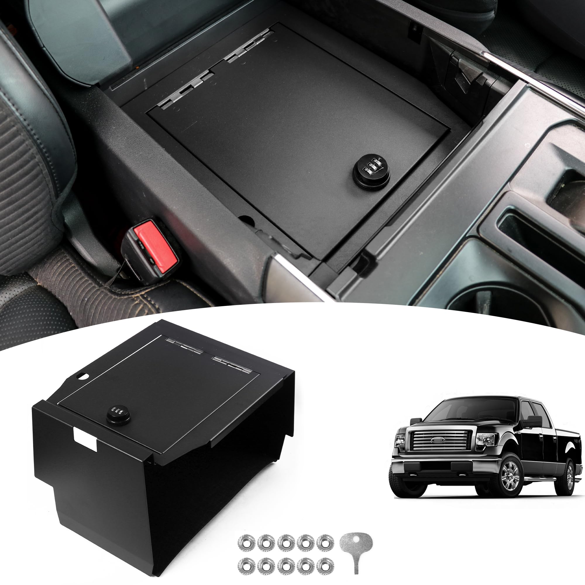 Coffre-fort Console Vault Pour Pistolet – Compatible Ford F150 (2015-2020) & F250/350 (2017-2022)