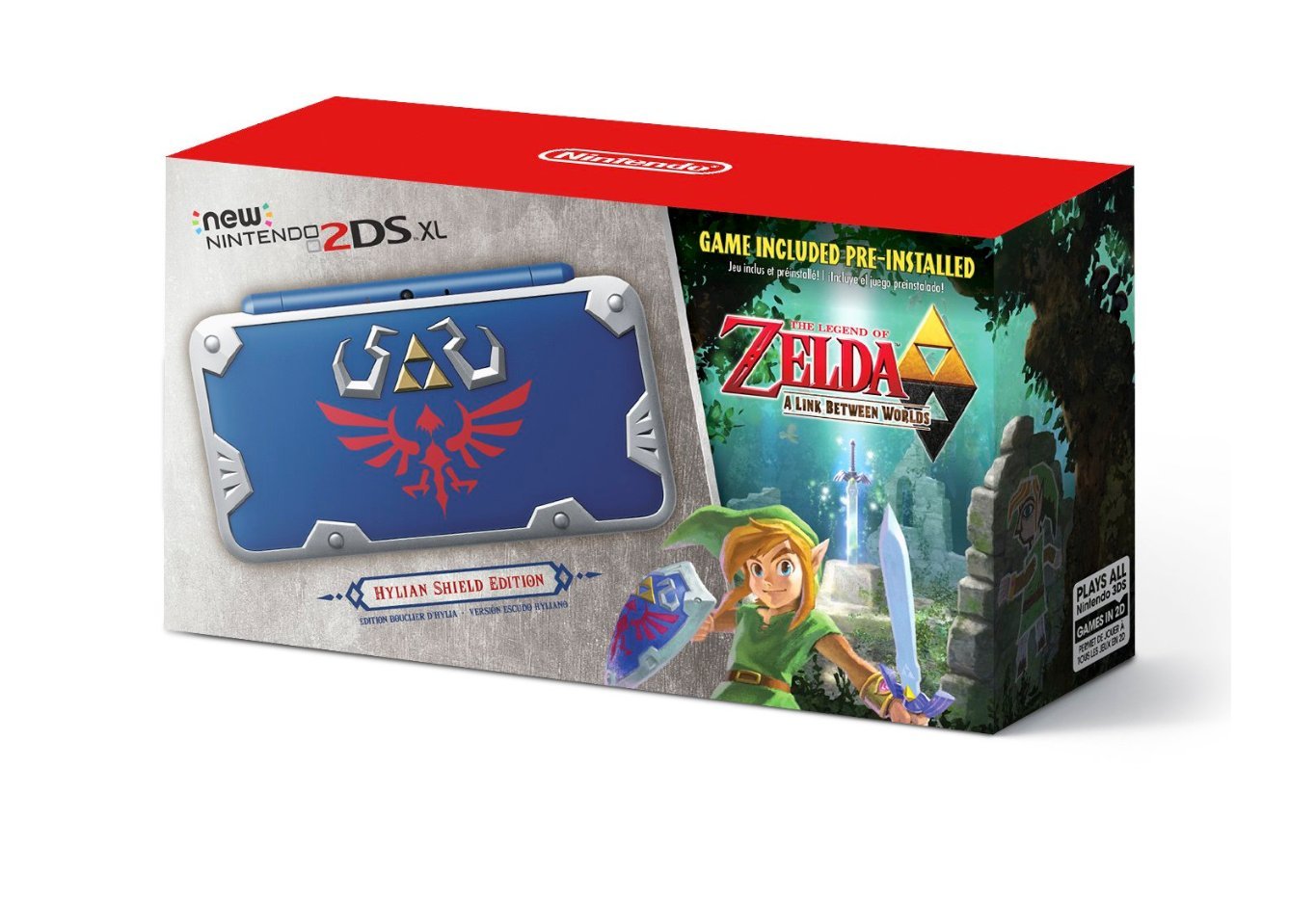 New Nintendo 2DS XL Hylian Shield Ed., w/ Legend of Zelda: A Link
