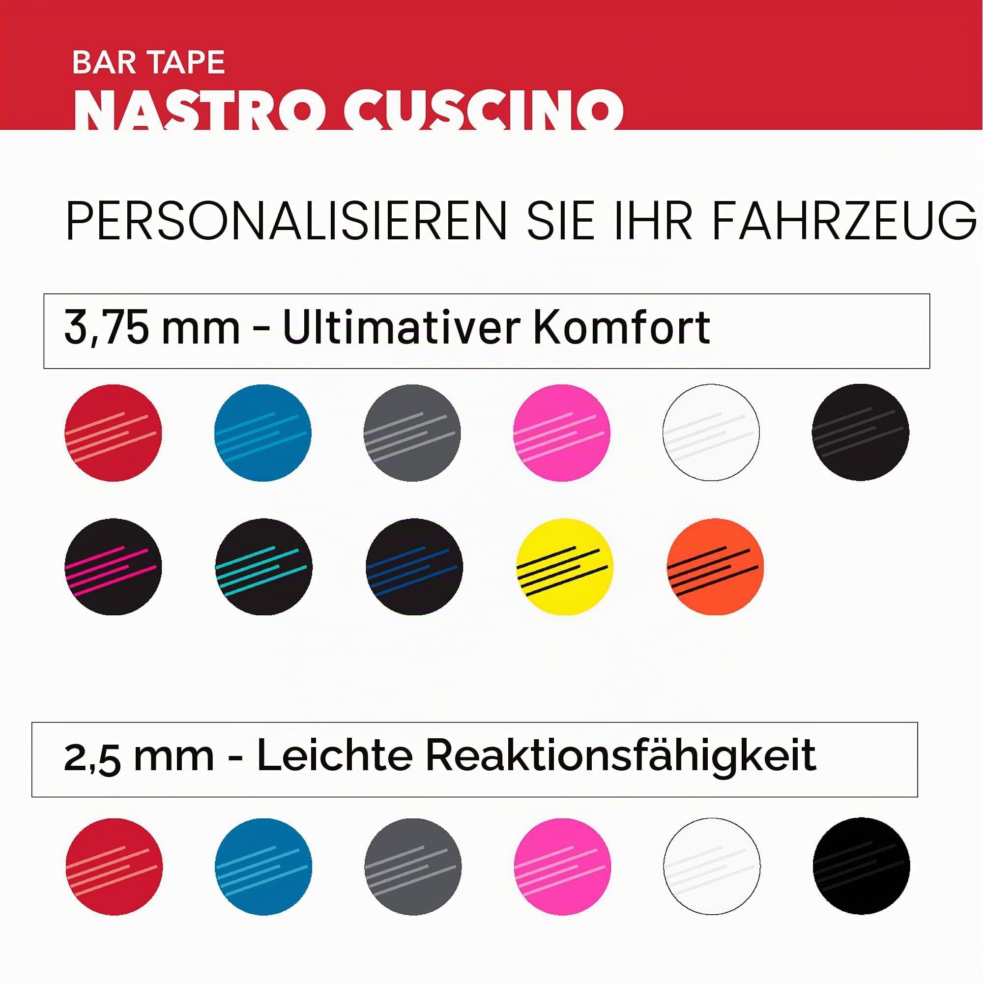 SILCA Cuscino Lenkerband Rennrad |2,5 mm und 3,75 mm Dicke für Straße/Schotter | Das Kit enthält eine extra dünne Butterfly-Klemmenabdeckung und Kompressionsendstopfen