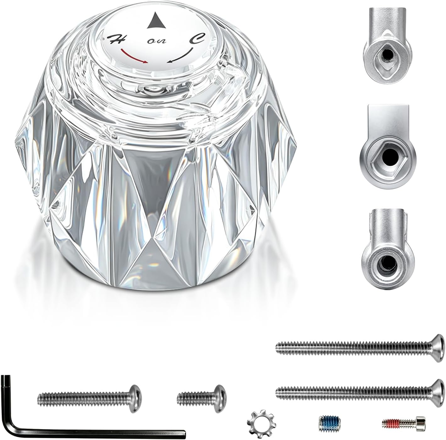 Shower Faucet Handle with 3 Adapters for Delta Faucet Handle RP41661,RP2389 | Fits Delta H71 RP17451 RP2391 Handle,replacement kit for old broken shower handles,Offset Hole,2-1/2" x 2-1/8",Clear Acrylic