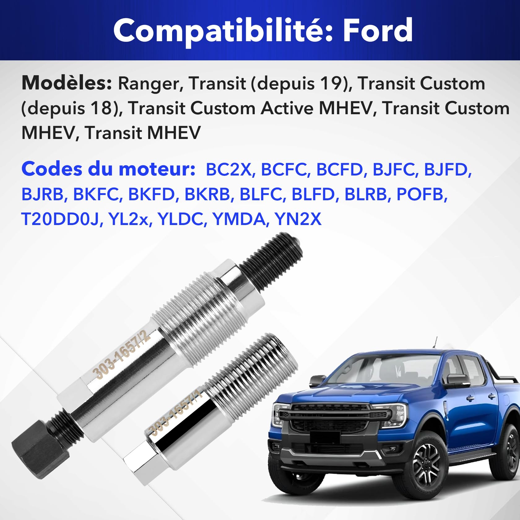 CarBole Outil de Retrait de Poulie de Vilebrequin pour Moteur Ford 2.0L EcoBlue,Compatible avec Ranger,Transit Custom et Kuga,Remplace OEM 303-1657,Acier au Carbone Haute Résistance