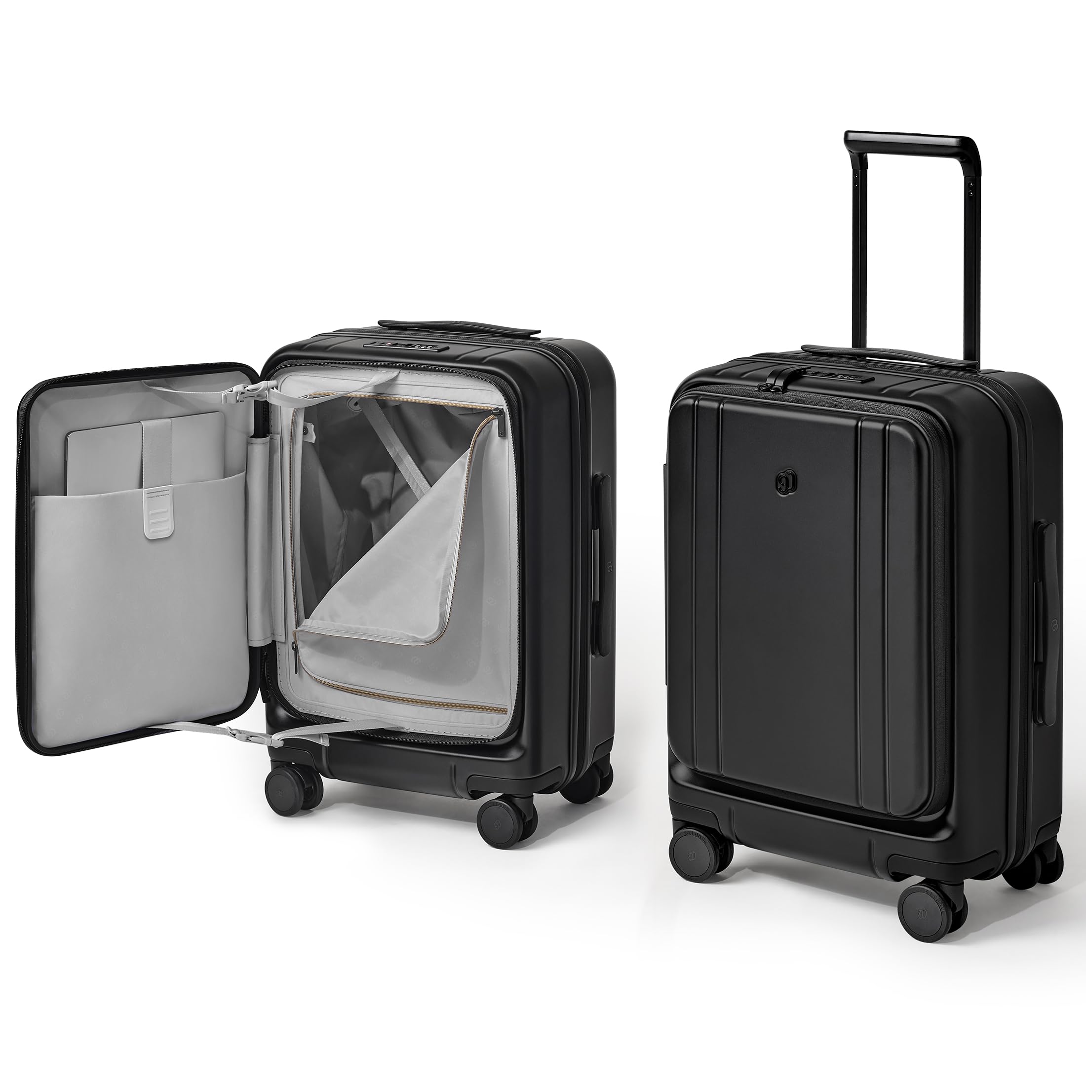 NINETYGO Carry On Luggage 22x14x9 Airline Approved, Top Opening Luggage 20 Inch Suitcase, Expandable, PC Hard Shell, Larger Capacity Carryon, TSA Lock, 360° Spinner Wheels (Black, HBP)