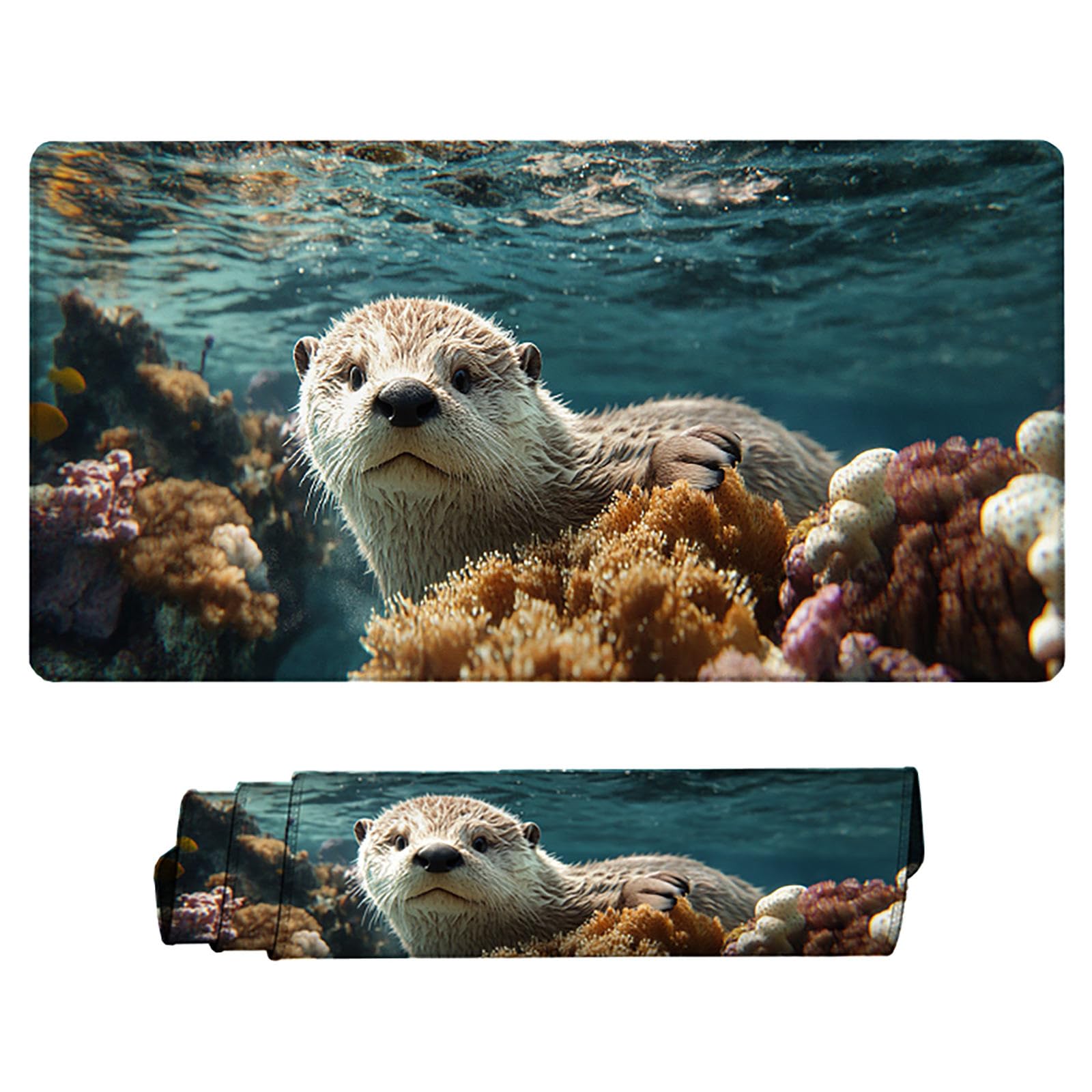Niebieska podkładka pod mysz XXL, podkładka na biurko, 1200 x 600 cm, szyte krawędzie, podkładka pod mysz, gumowa podstawa, podkładka pod mysz dla graczy, stabilna przyczepność na gładkich