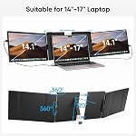 Dopesplay 14.1" Moniteur triple portable FHD 1920x1200 IPS -Deuxième affichage externe avec HDMI/Type-C/USB, 60Hz, prêt à brancher, convient 14"-17.3" Ordinateurs portables, Idéal pour le bureau à la maison, Voyage, étude