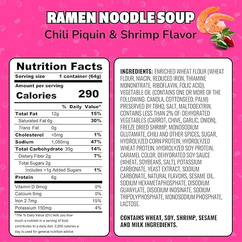 Miniatura 2 de Maruchan Fideos Ramen de Almuerzo Instantáneo, Chile Piquín y Camarones Sopa de fideos instantáneos estilo japonés, comida fácil lista en 3 minutos