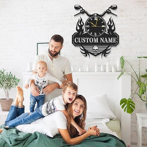 Miniatura 3 de Relojes de motocicleta de metal personalizados, relojes de garaje personalizados para hombres, reloj de pared decorativo de metal para garaje, reloj