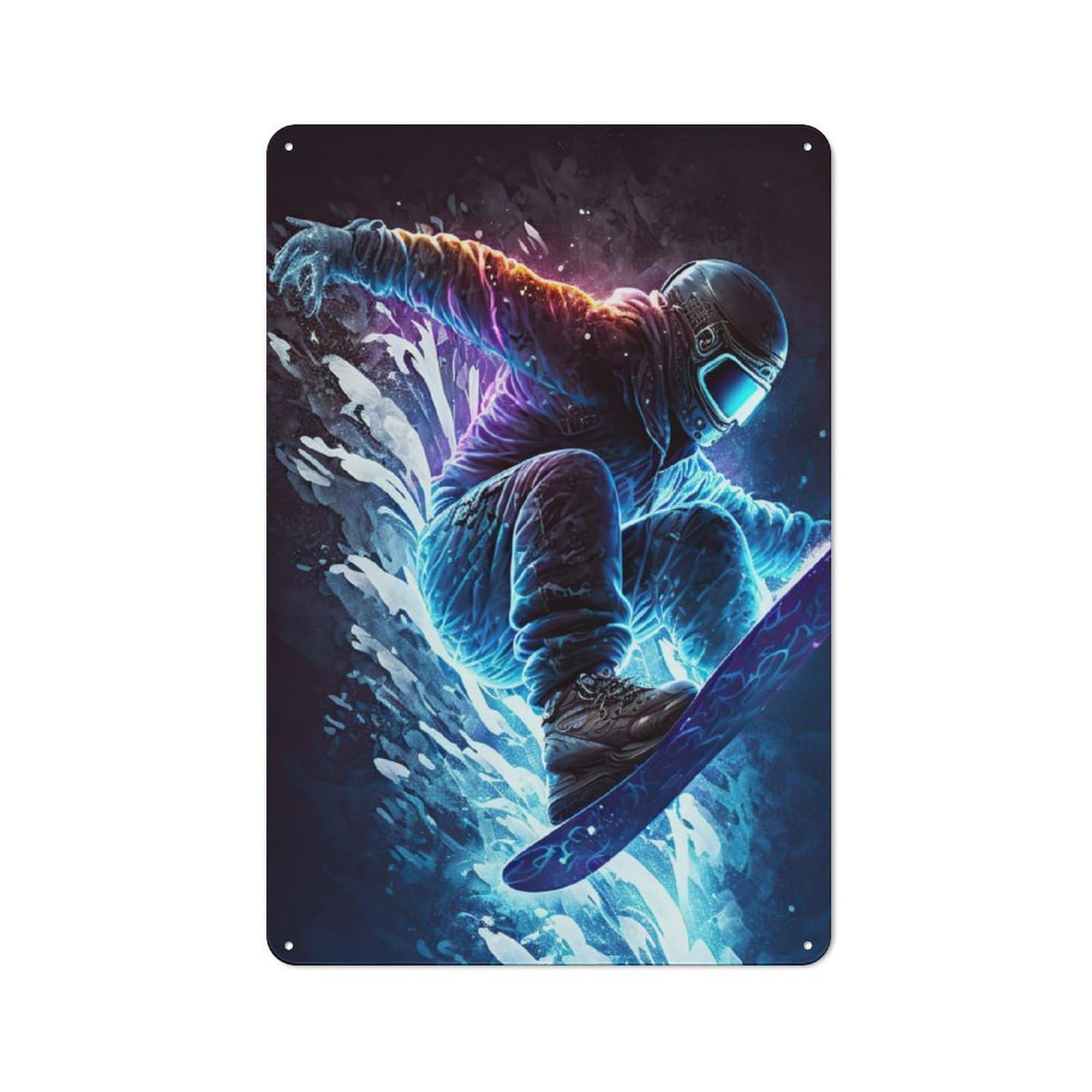 Junmoney Snowboard Rustic Metal Sign 30X20cm Featuring For Hallway Wall, For Collectors Decorating Hallways And Entrance Areas