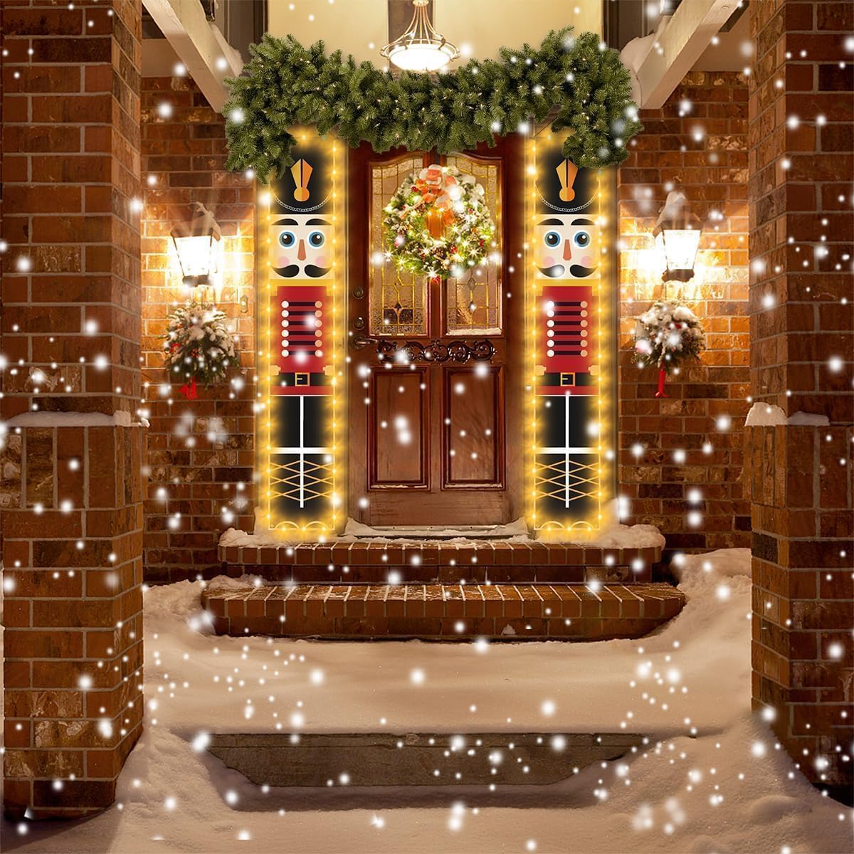 Decoraciones Navideñas de Cascanueces Pancartas con Luz 1 par 32 x 180 cm para Exterior