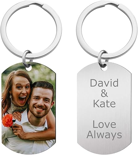 Queenberry Llavero con colgante de etiqueta de perro grabado personalizado azulnegro, Metal