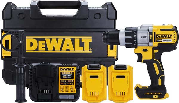 DEWALT Perceuse Visseuse à Percussion Premium XRP 18V 5 Ah Li-Ion Brushless - 2 Batteries - Système Automatique - Convient pour une Utilisation Professionnelle - Coffret TSTAK Inclus, DCD996P2-QW