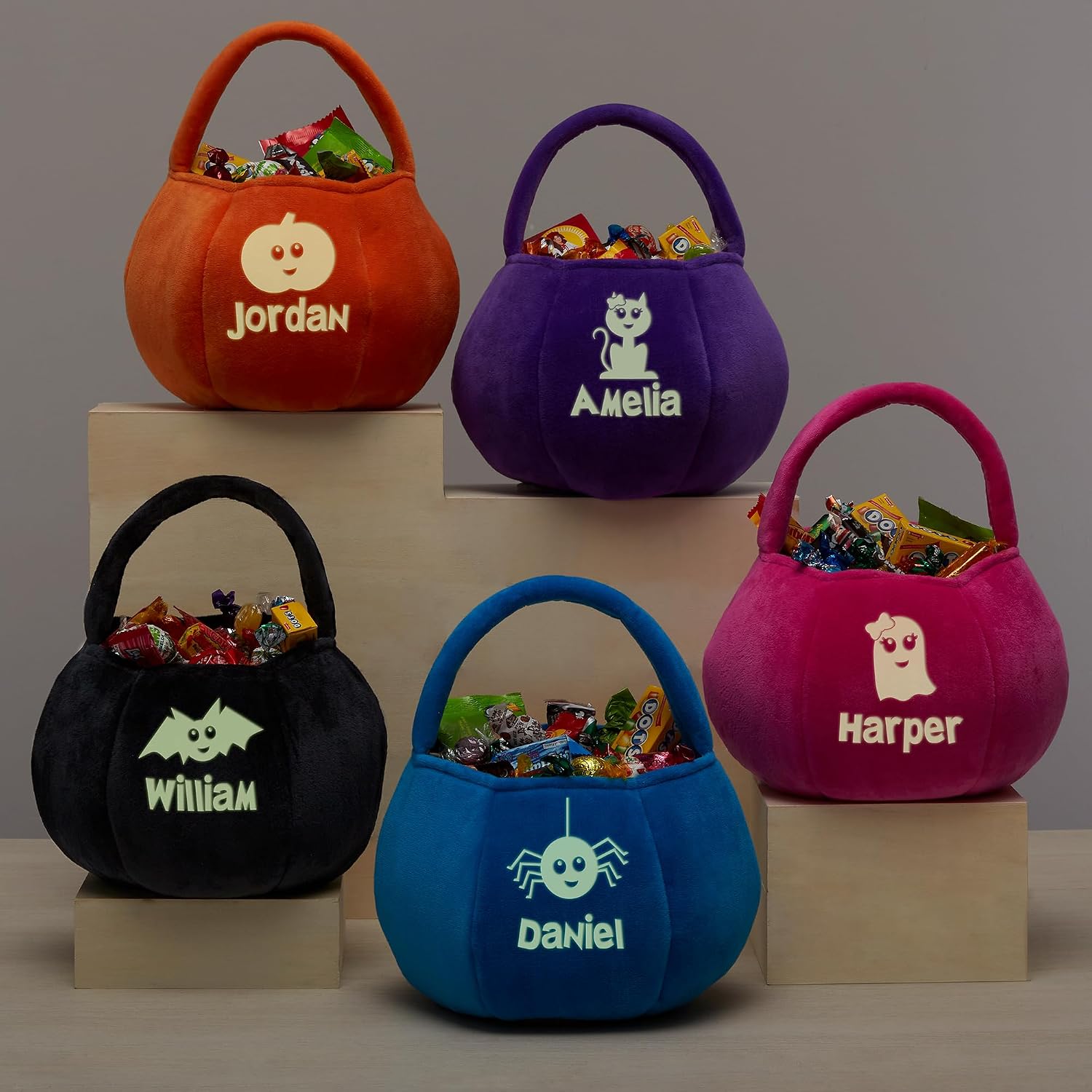 Personalization Universe Glow-in-The-Dark Halloween Characters Personalized Plush Treat Bag