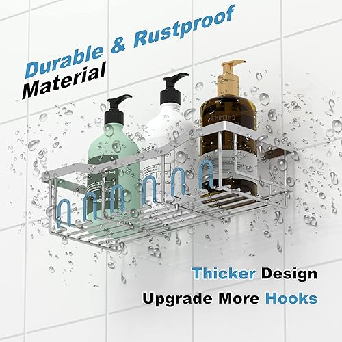 Miniatura 5 de CHEMPFR Organizador de ducha paquete de 6 Estante de ducha a prueba de óxido, organizador de baño con soportes para jabón, soporte para cepillo de