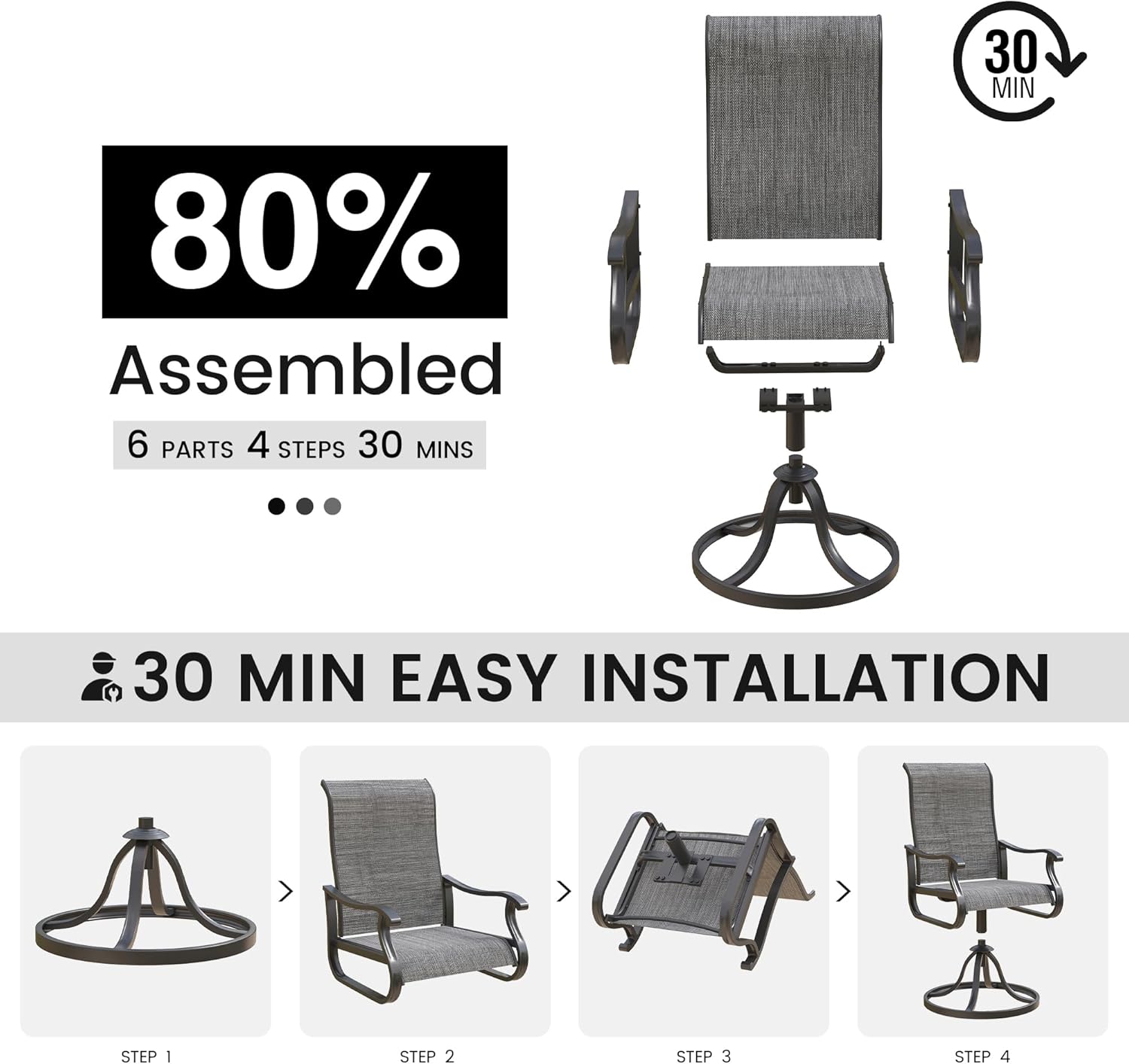 Close-up of the Textilene mesh fabric showing water droplets, indicating its water-resistant properties.