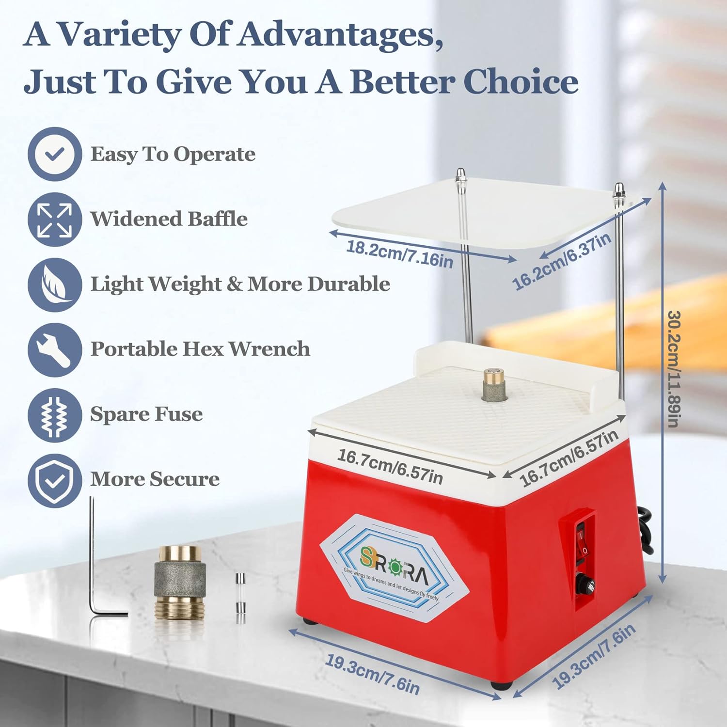 Stained Glass Grinder,4200r/min Mini DIY Grinding Tool, 110V 65W Portable Glass Grinder Kit with 5/8" + 1" Replaceable Diamond Grinder Bit for Glass Processing Arts Etc. (Red)