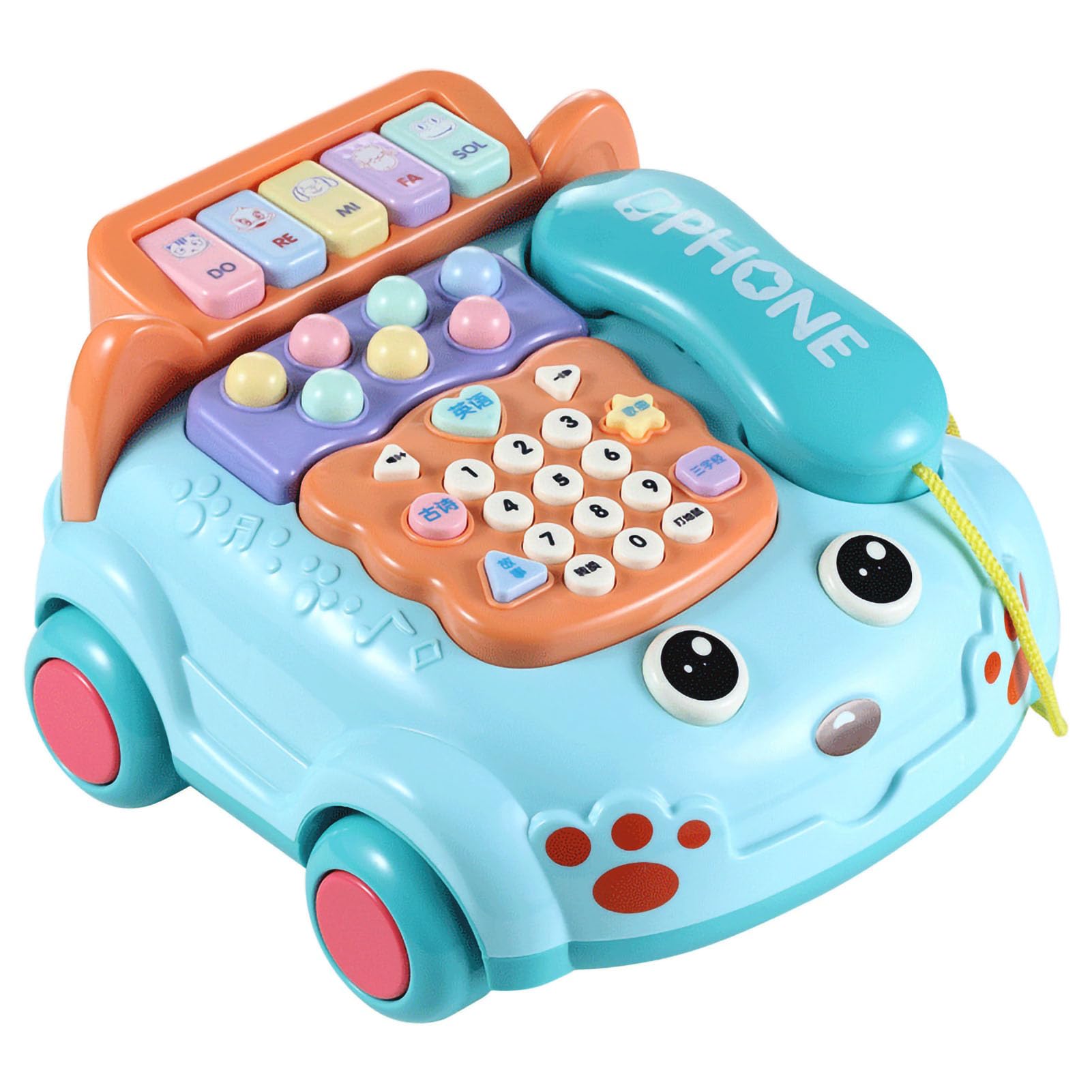 – Keenso Toddler Pull Toy Chatter Telephone Pretend Phone Educational Baby Telephone Toy for Walking Play (Blue)