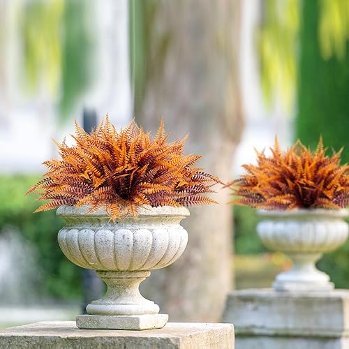 Miniatura 6 de 20 plantas artificiales de helecho Boston para exteriores, flores artificiales de otoño, resistentes a los rayos UV, arbustos de helecho de otoño