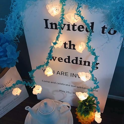 Miniatura 5 de Sezrgiu Guirnalda de luces blancas de gato persa enchufable con adorno de animales, luces LED de hadas de gato, farol de gato, luces navideñas (20