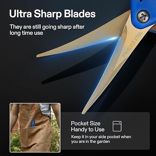 Miniatura 4 de VIVOSUN Paquete de 12 tijeras de jardinería de 6.5 pulgadas, tijeras de podar de mano con cuchillas de precisión curvadas revestidas de titanio