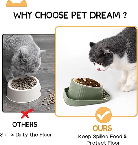 Miniatura 5 de Cuenco elevado para gatos, a prueba de derrames, comedero lento de cerámica inclinado de 15, plato de agua apto para lavavajillas con base