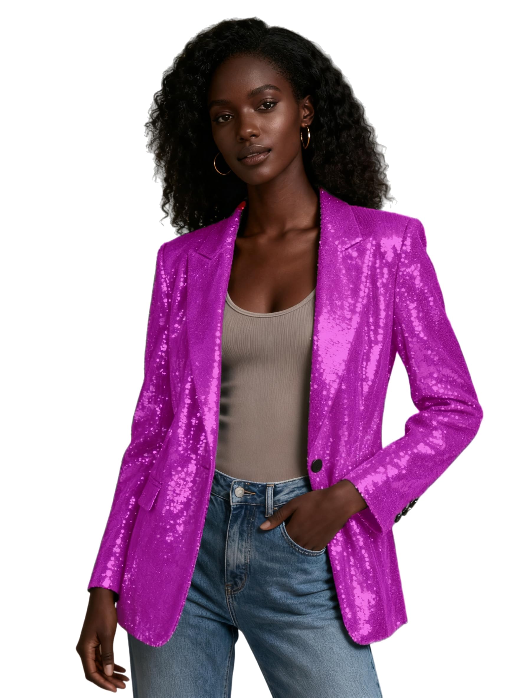 Sequins Blazers for Women Glitter Suits Jacket Party Open Front Sparkly Cardigan Coat Show Christmas