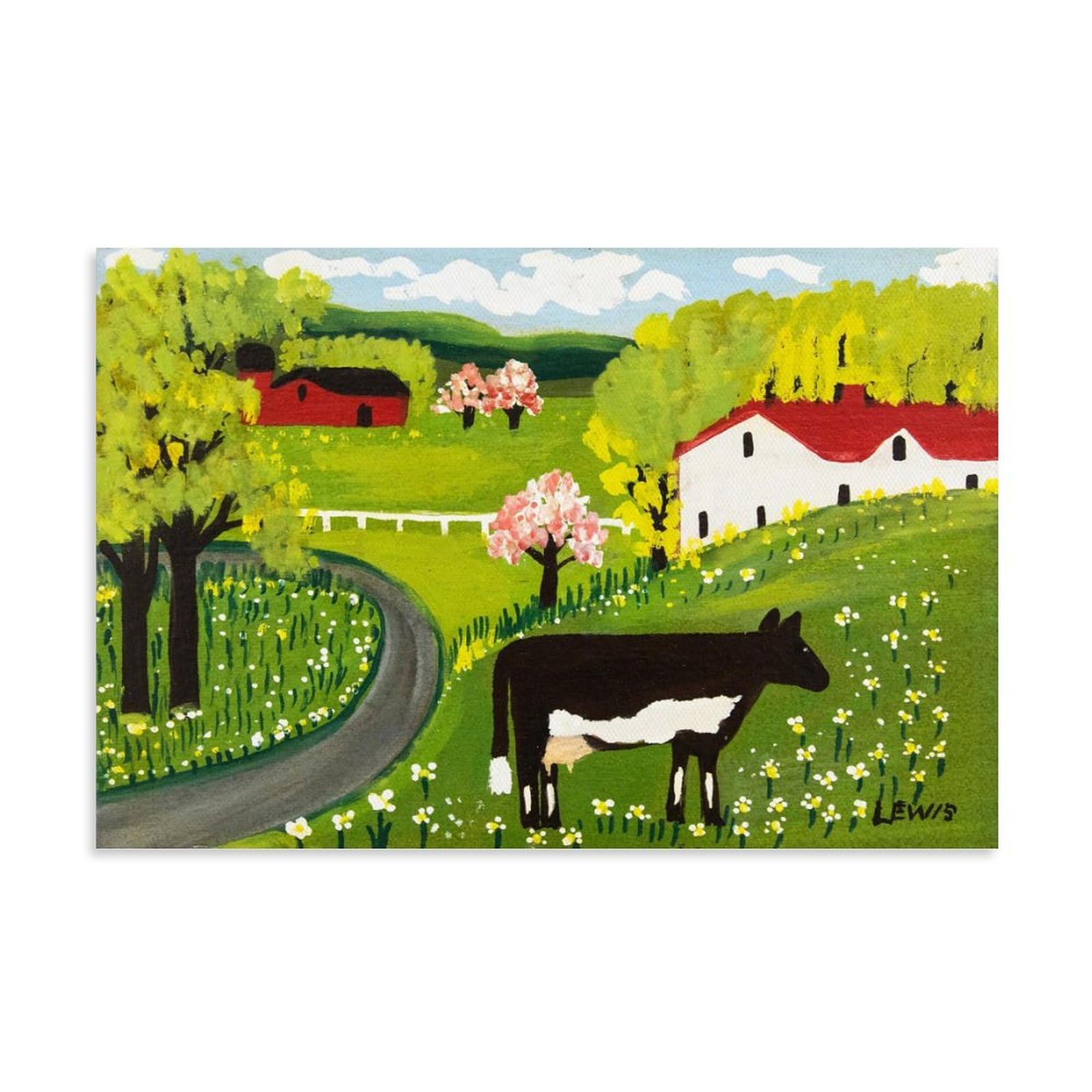 NgAnoh Cows in The Field by Maud Lewis Canvas Printed Poster Canvas Art And Wall Art Picture Print Modern Family Bedroom Decors 08x12inch(20x30cm)