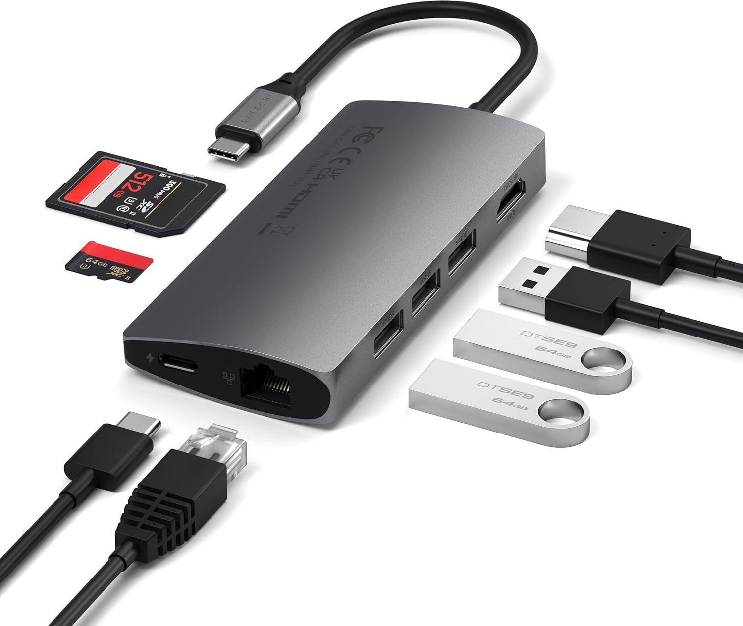 SATECHI 8 in 1 USB-C ハブ マルチポートアダプター 4K Satechi 8 in 1 USB