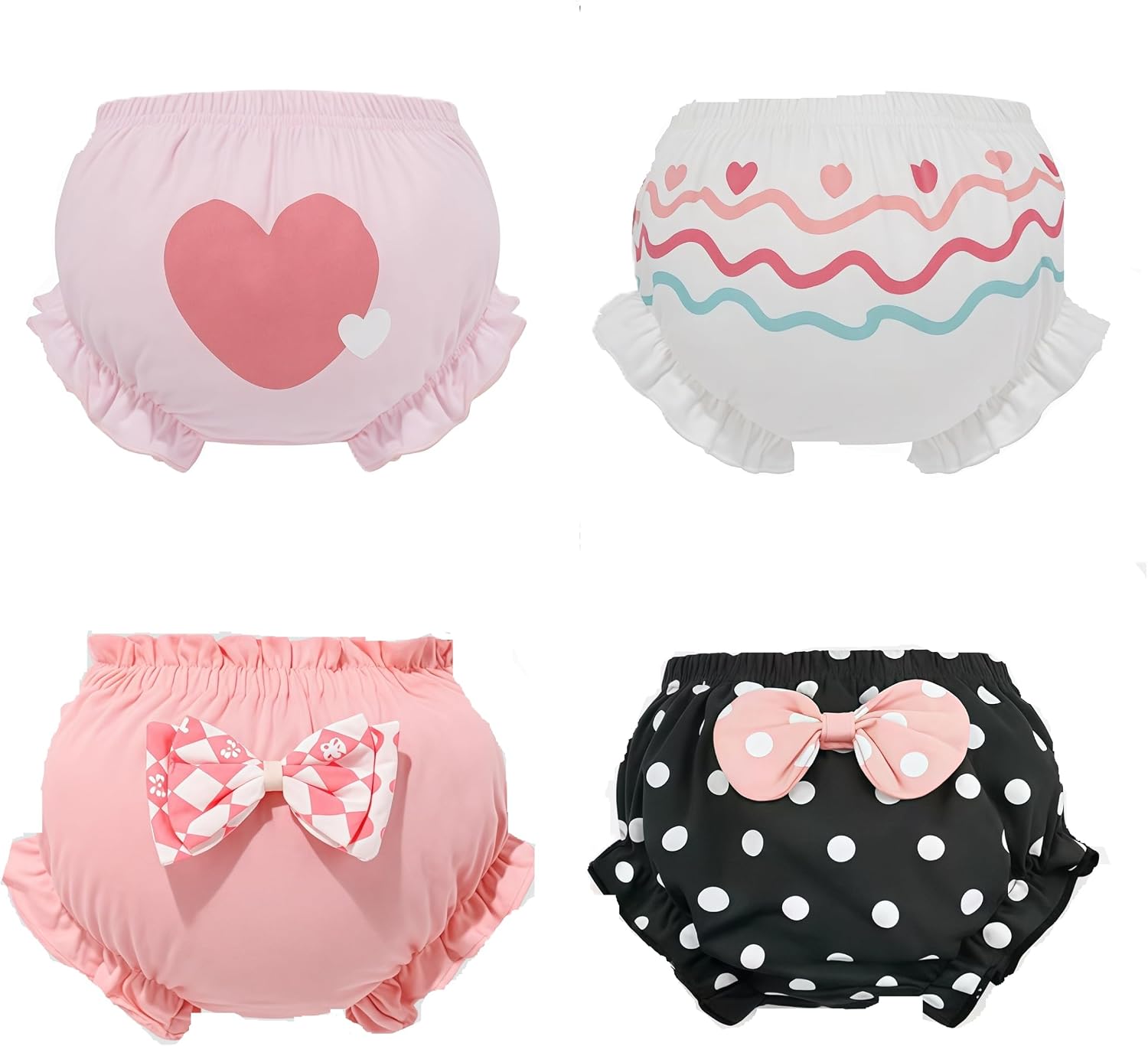 4pcs Baby Girl Cute Bloomer Shorts Infant Toddler Bloomers with Bow Pantie image 4