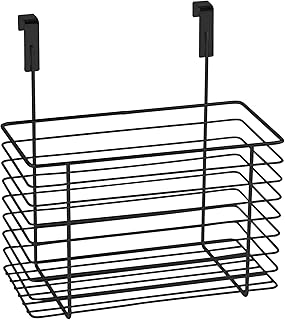 WENKO Cesta colgante grande, cesta multiusos para colgar en cajón o puerta de armario, apto para cuarto de baño y cocina, sin taladrar, de metal con recubrimiento de polvo, 24 x 24,5 x 15 cm, negro