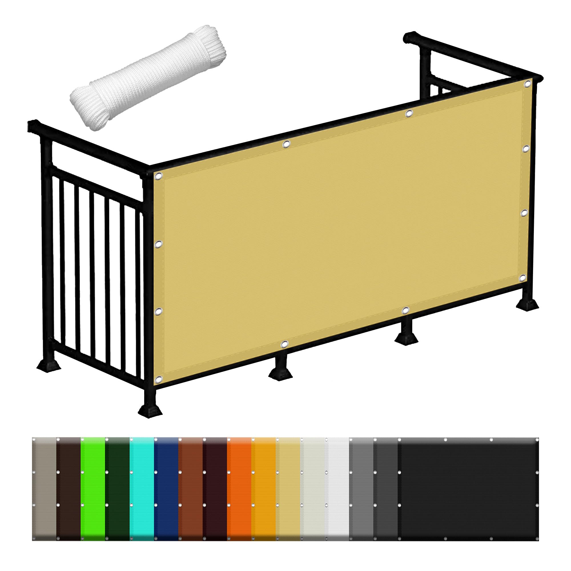 Filet d'ombrage Bache pour Pergola 150 x 300 cm Anti UV Contre Le Vent Voiles d'ombrage Rectangulaire avec Le Kit de Fixation pour Patio Jardin Terrasse Balcon, Jaune Sable