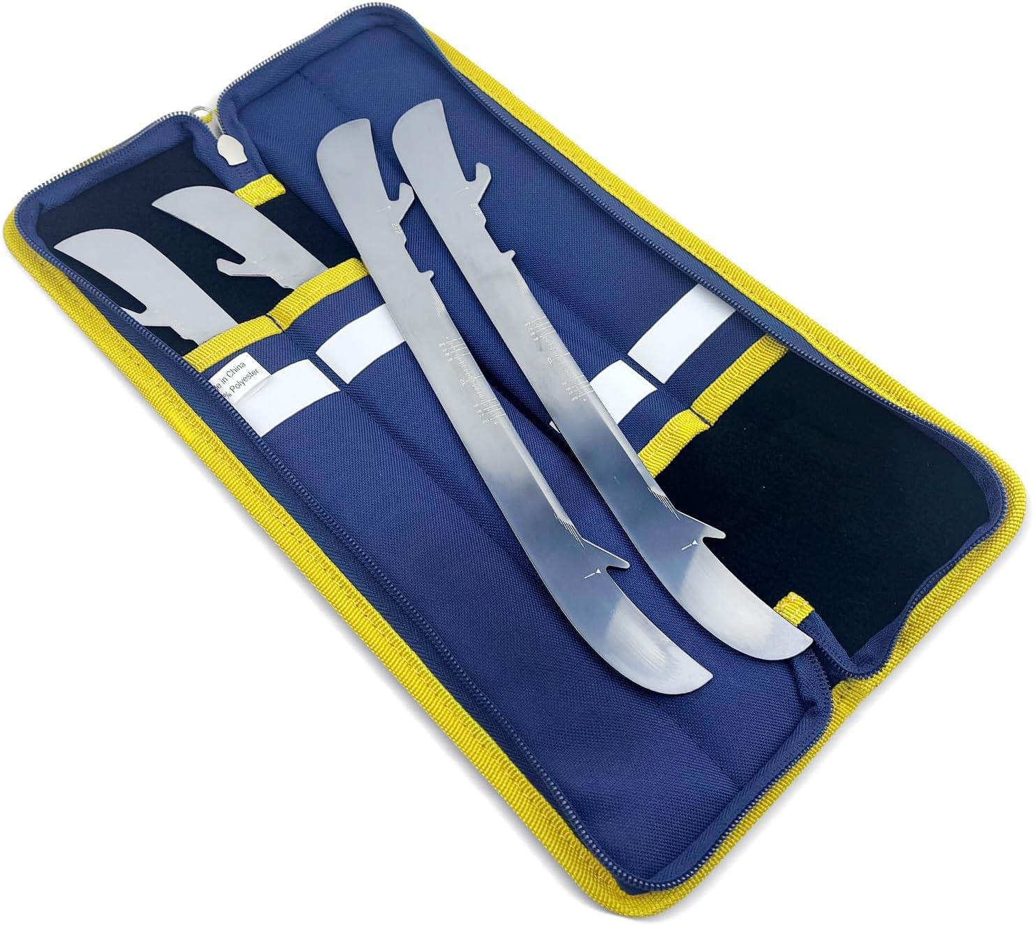 VPRO Ice Skate Blade Bag, Navy Blue Carry Bag with Yellow Trim, Professional Blade Guard Ice Skates Skate Blade Case