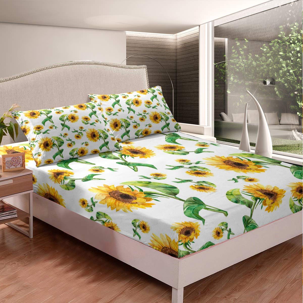 Set di lenzuola da letto con margherite, motivo floreale botanico, per bambini, ragazzi, donne, motivo floreale, set di biancheria da letto, 3 pezzi