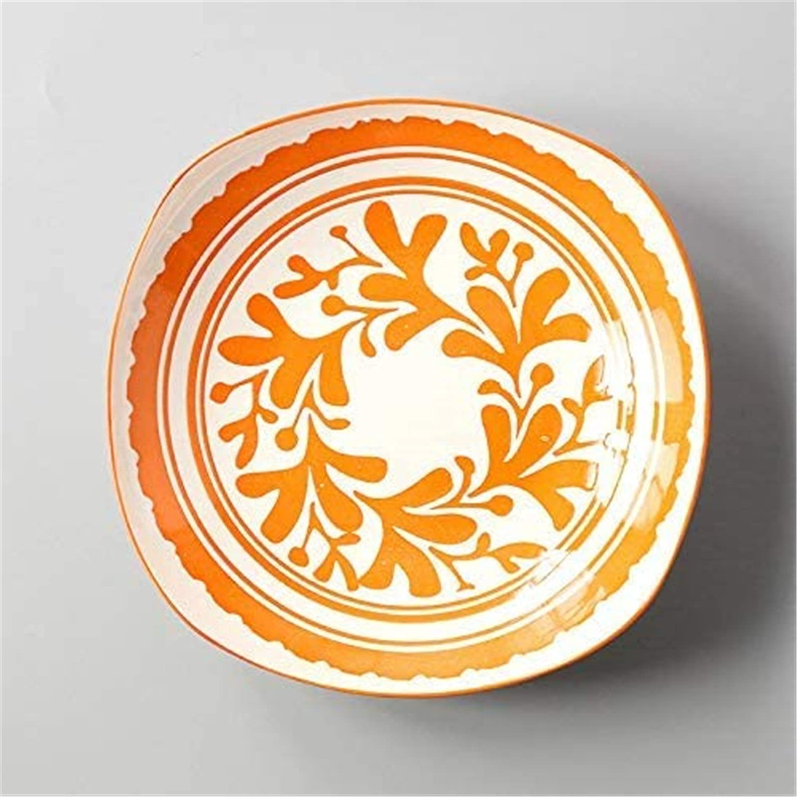 Dinnerware Set, Ceramics Dinner Sets European Style Simple Household Japanese Style and Wind Square Plate Ceramic Glaze Under The Dish Dish Snack Plate Orange Yisi Deep Square Plate 19.6X4.5Cm