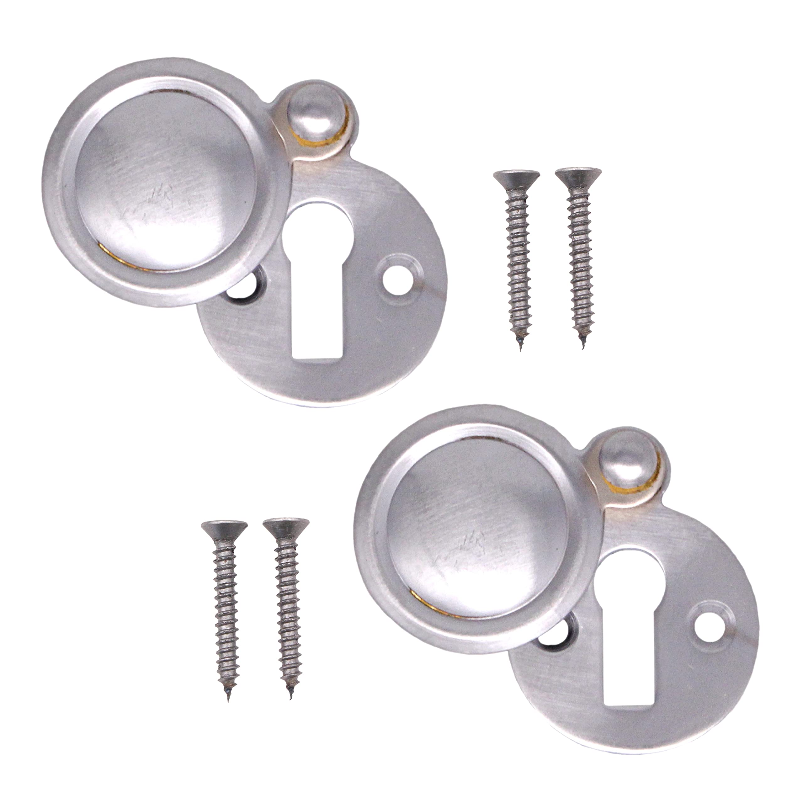 Eai Satin Chrome Victorian Keyhole Covered Escutcheon For Front Doors 35Mm | Pack Of 2
