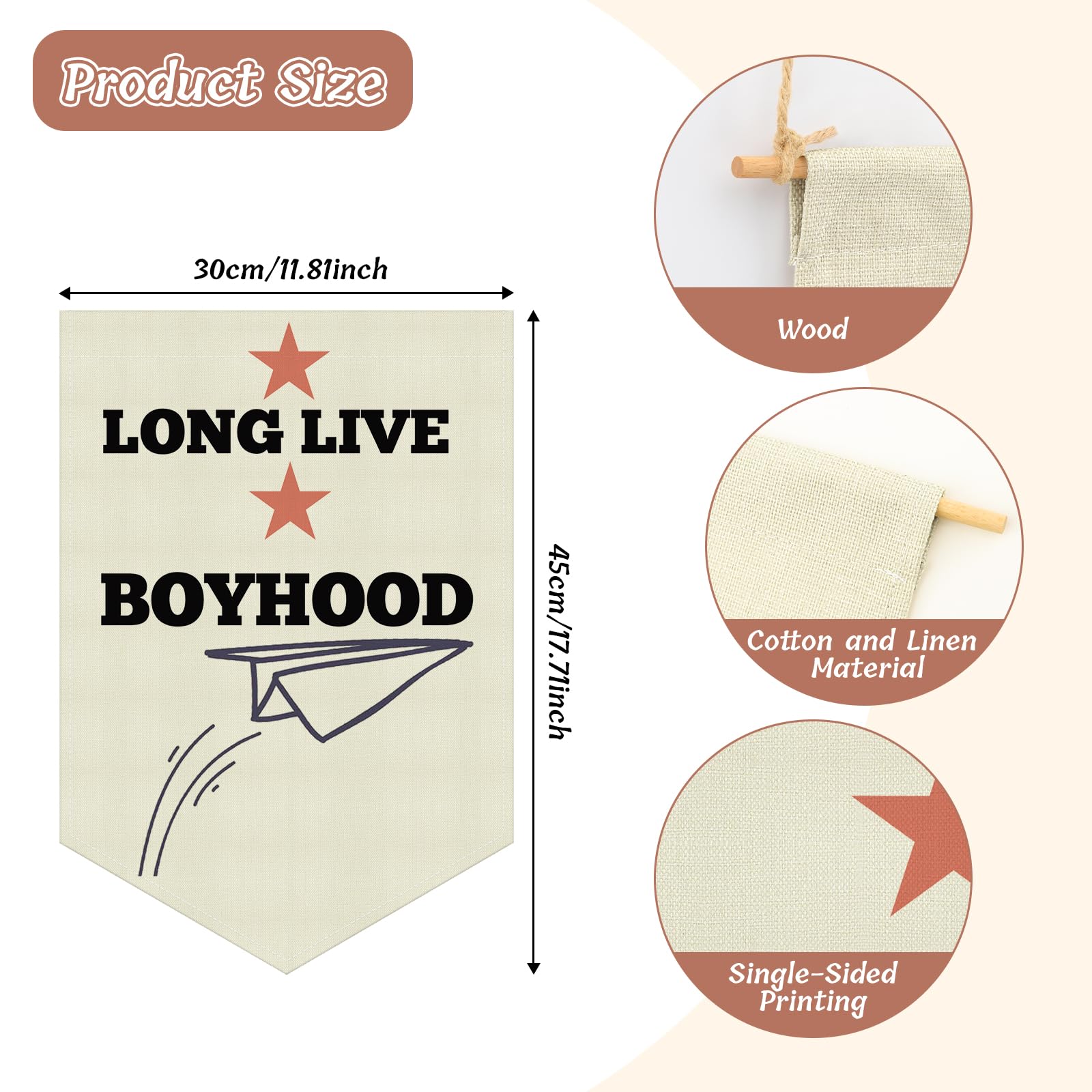 Boy Room Banner Boy Rooms Decor Hanging Pennant Flag Banner for Kids Room Nursery Playroom Bedroom Front Door Gifts for Kids Toddler Christmas Birthday Gifts Cotton Linen