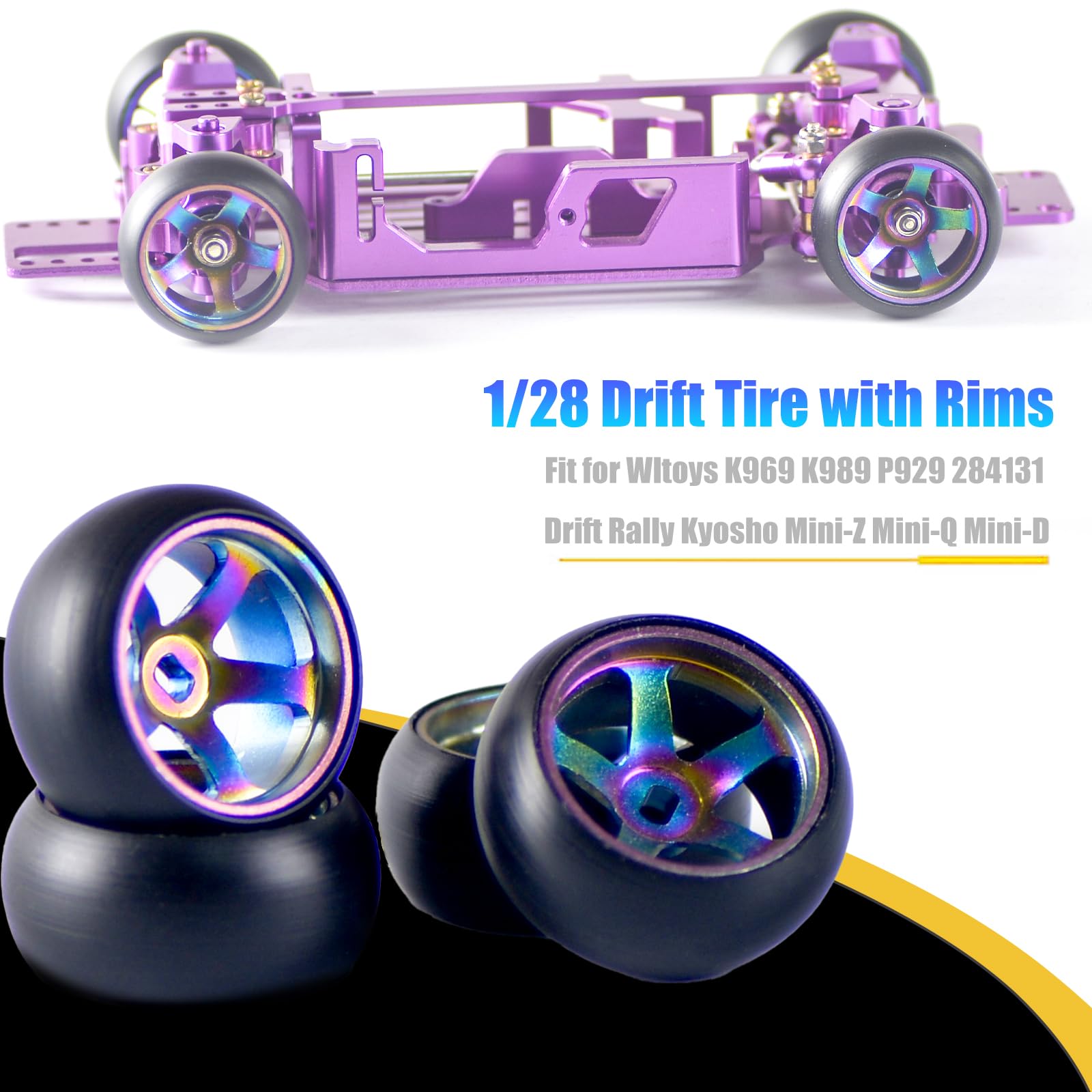 RcThjia 4Pcs Rim Wheel Drift Tire for 1/28 Wltoys K969 K989 P929 284131 Drift Rally Kyosho Mini Series(Z/Q/D) - Image 4