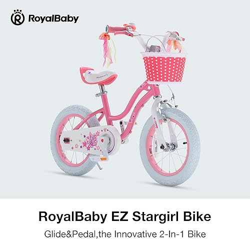 Miniatura 8 de RoyalBaby Bicicleta EZ para niñas, bicicleta Stargirl, entrenamiento libre, equilibrio a pedal, bicicleta de fácil aprendizaje, 12-20 pulgadas para