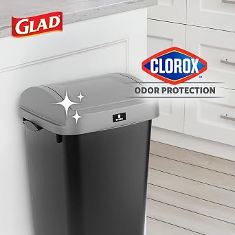 Glad Linkable Trash Can with Clorox Odor Protection, 12 Gal, Black, 3 Pack