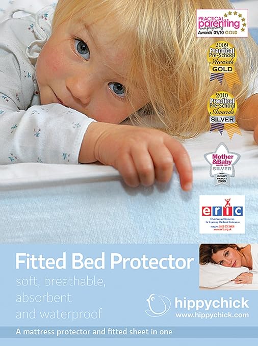 Hippychick Cotton Fitted Mattress Protector, 100 Percent Waterproof