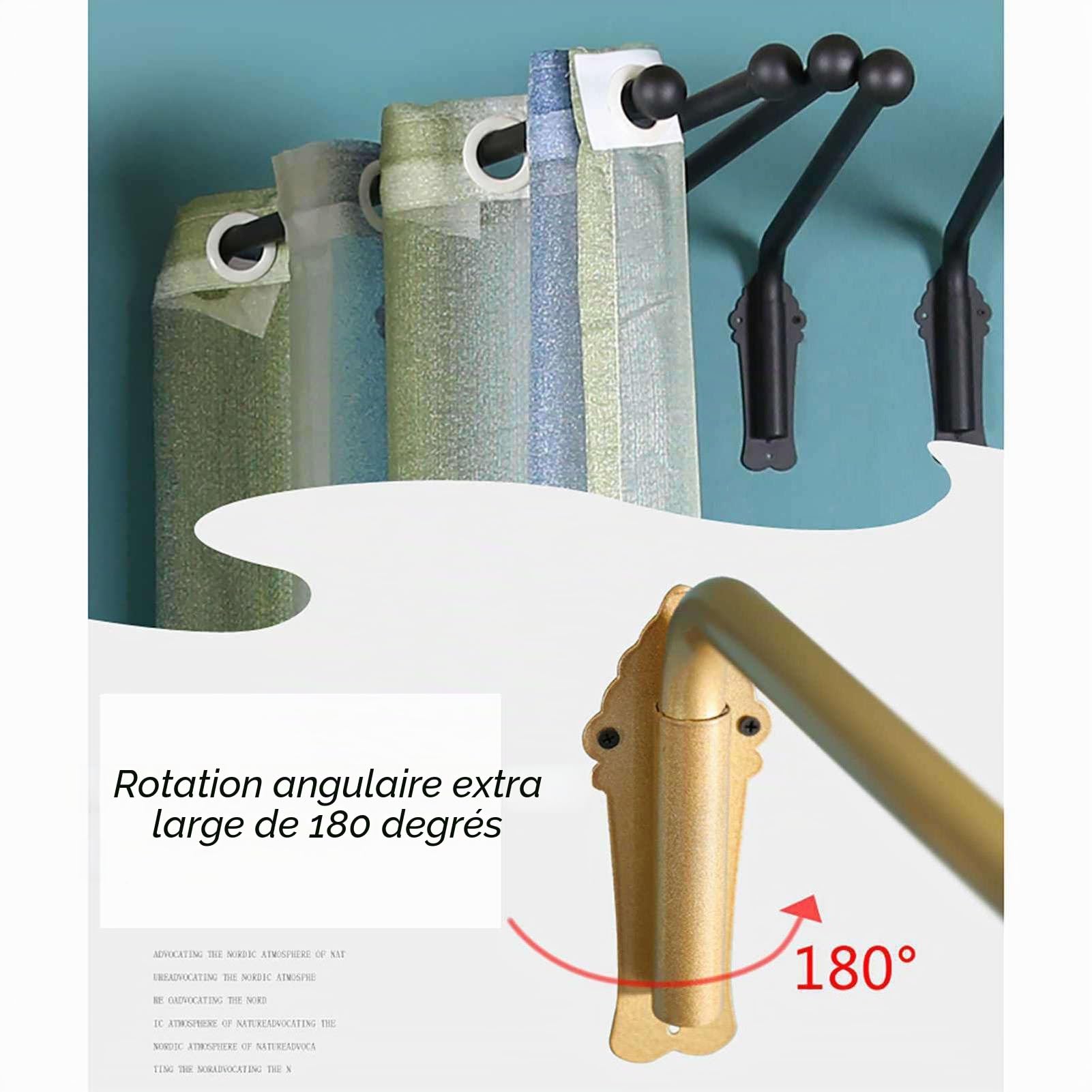 Tringles à Rideaux à Bras pivotant Robustes, présentoir à Rideaux, Tringle à Rideau pour Porte d'entrée, pour Panneaux latéraux, Bras de draperie de fenêtre, Rail de Rideau de Porte