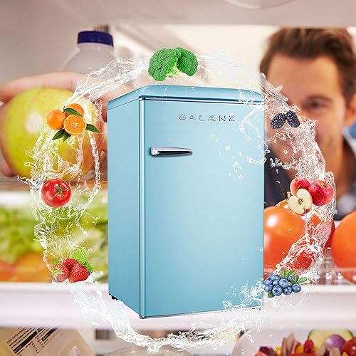 Miniatura 5 de Galanz GLR33MBER10 - Refrigerador compacto retro, de una puerta, con termostato mecánico ajustable y congelador, 3.3 pies cúbicos, color azul