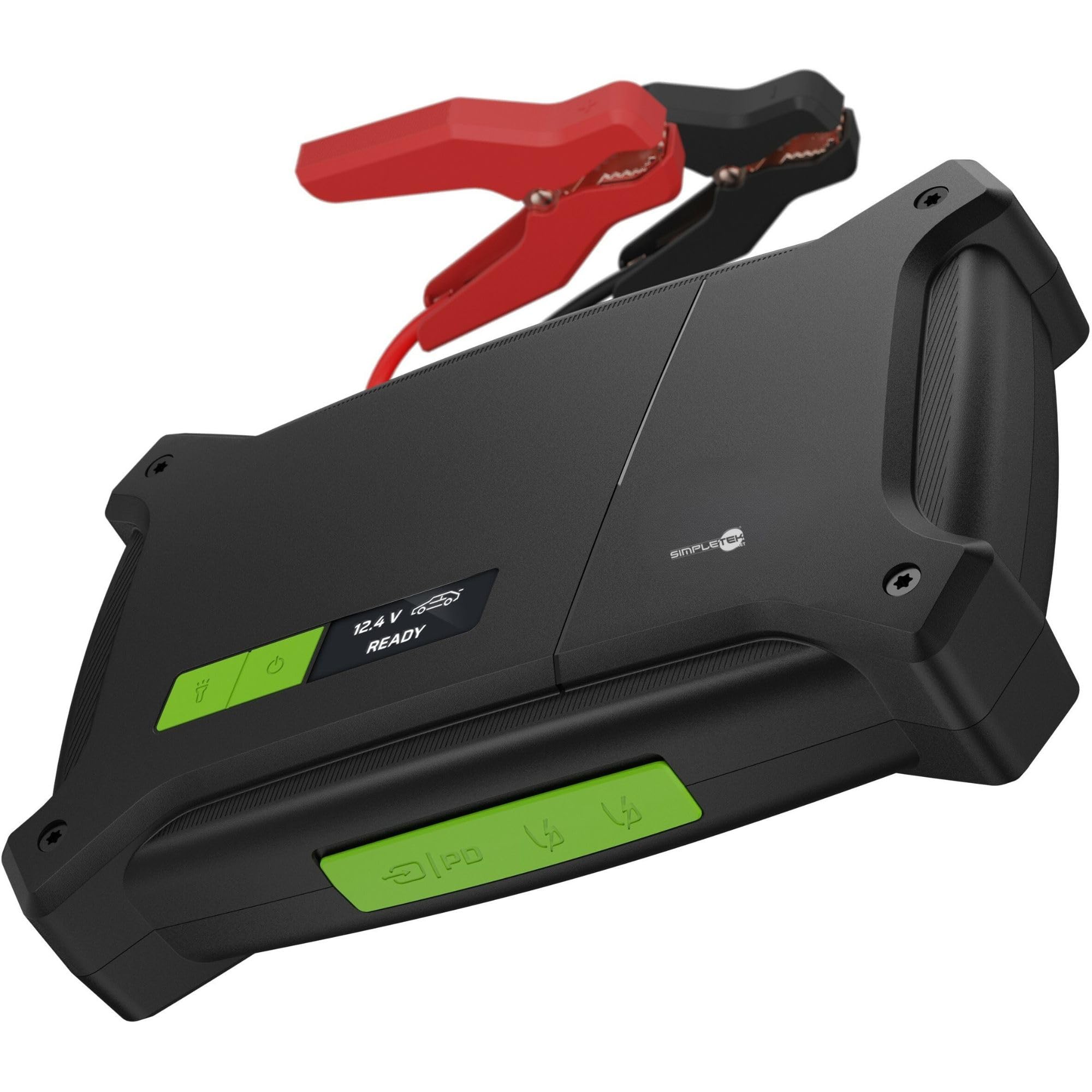 SIMPLETEK - Jump Starter 2000 A 16000 mAh – Arrancador de emergencia portátil | Motores de gasolina de hasta 8 l y motores diésel de hasta 6 l | Cables incluidos