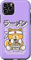 Vista 10 de Funda Kawaii para iPhone 15 Ramen Dog Shiba Ramen Fideos Estilo Japonés