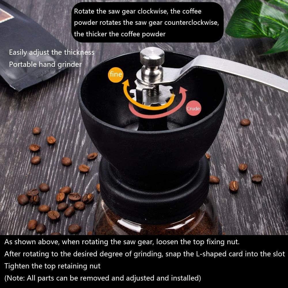 Conical Burr Coffee Grinder Manual Coffee Grinder with Conical Burr Portable Hand Crank Mill for Home Office Travel Camping,Glass jug C