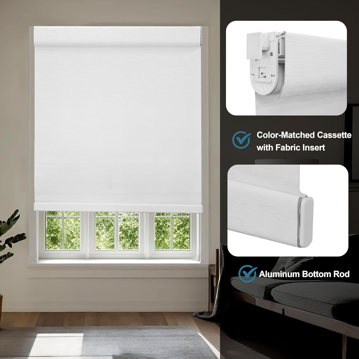 No-Drill Motorized Roller Shade with Remote,Tool-Free Install,Light Filtering Window Blinds, Compatible with Alexa,Google, Quiet Motor for Bedroom Living Room Office,Customized Size,