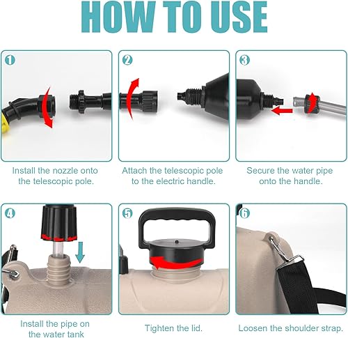 Miniatura 7 de SZHLUX Pulverizador a batería de 1.35 galones, pulverizador eléctrico mejorado con mango USB, varita telescópica, 3 boquillas de niebla y correa de