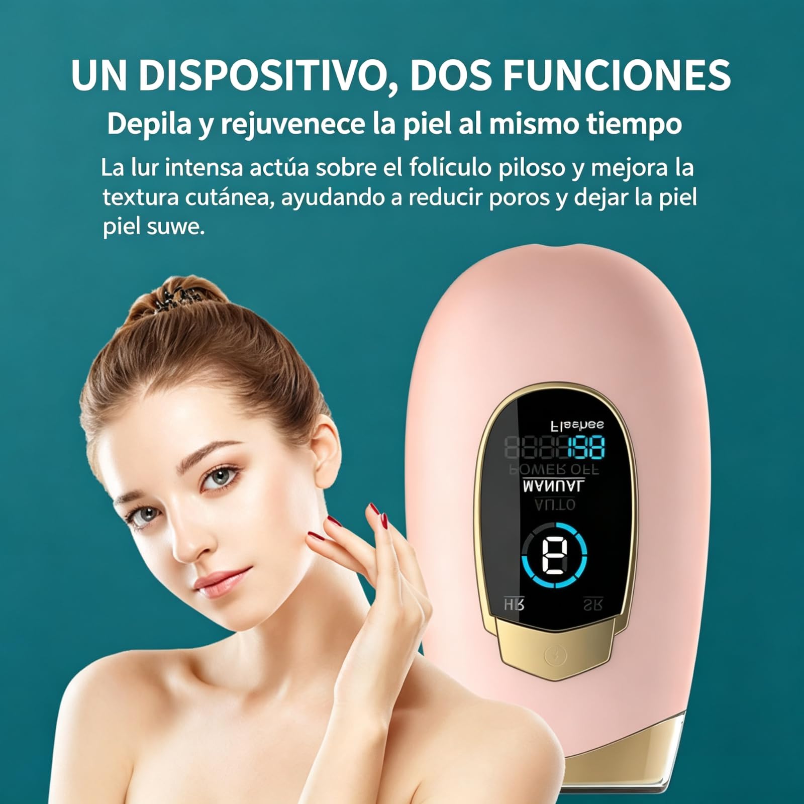 Depiladora IPL con Gafas, Detiene Crecimiento Vello, Piel Suave