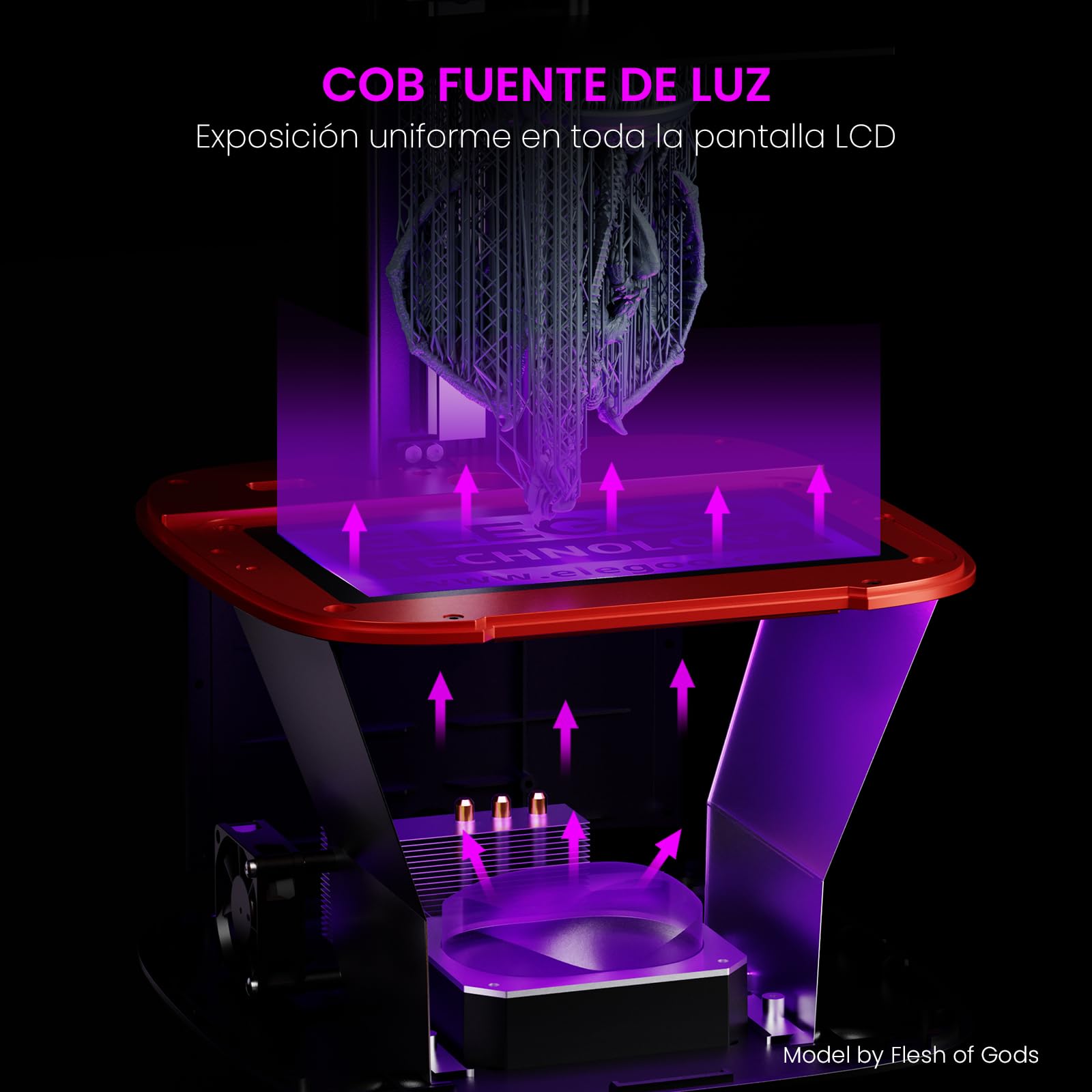ELEGOO Mars 4 MSLA Impresora 3D Resina, 9K 7" Pantalla Mono LCD, con UI Interfaz Sencilla e Intuitiva, 3 Modos de Impresión Inteligente y Purificador de Aire,Tamaño de Impresión 153,36x77,76x175 mm³