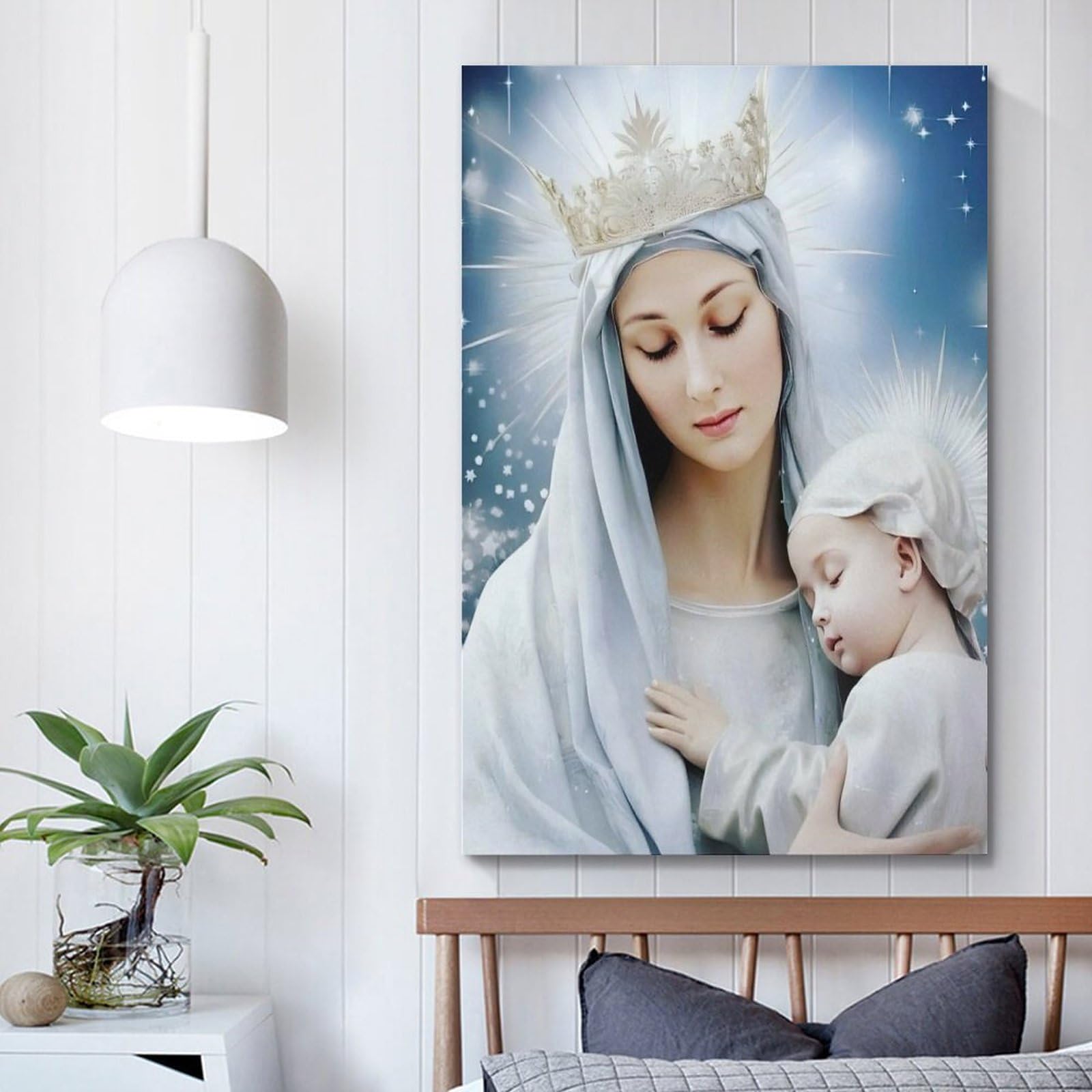 NOHF Poster con immagine di Vergine Maria, con scritta Beata Madre Maria, stampa artistica da parete, stile retrò, decorazione per ufficio, 30 x 45 cm, senza cornice