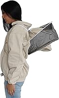 Vista 2 de Chaqueta con capucha de velo redonda, chaquetas profesionales de apicultor prémium, Lona de algodón natural, Pequeña