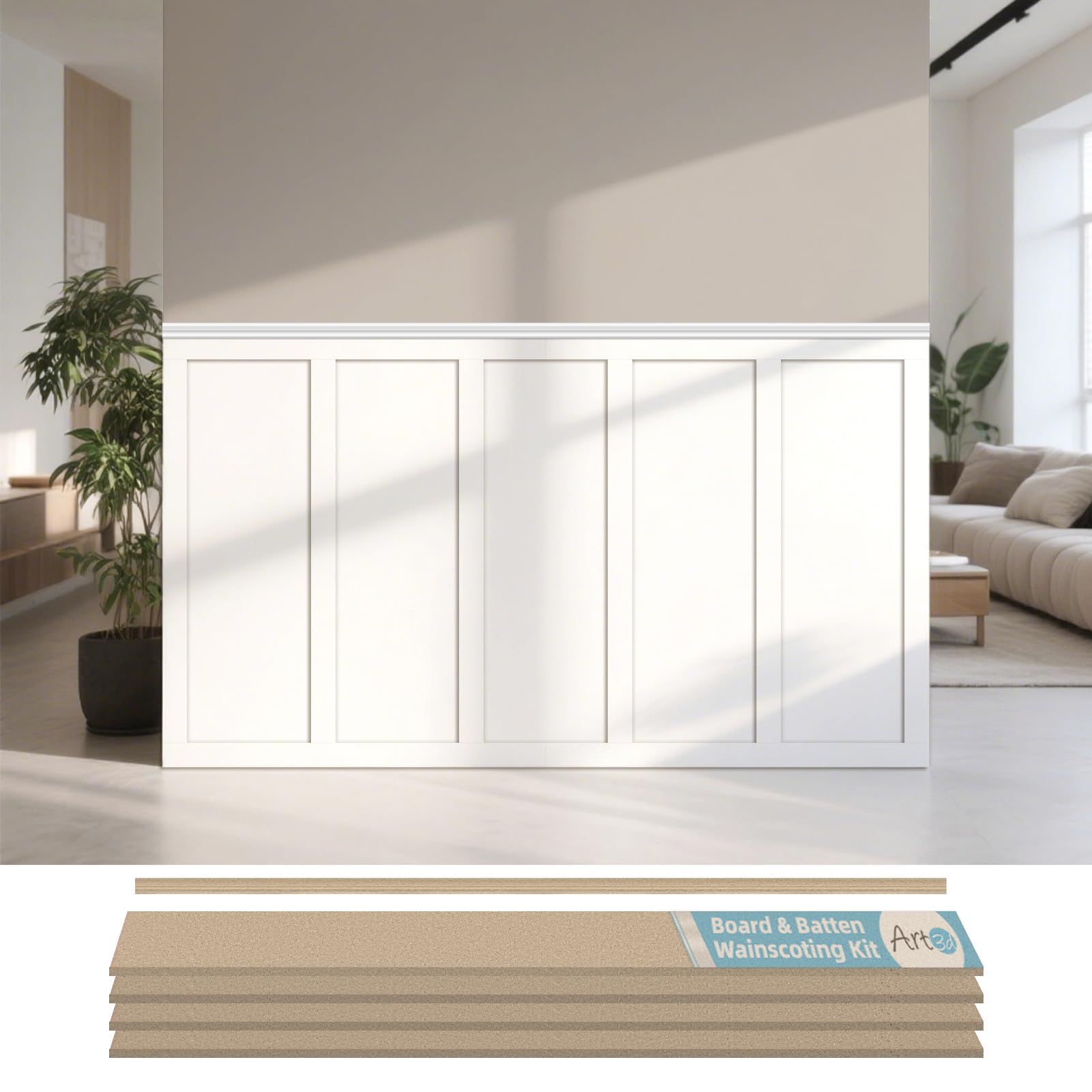 Art3d Premade Board and Batten Wainscoting Kit